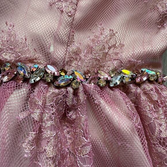 Rare Editions Girls 14 Pink Blush Sleeveless Rhinestone Bow Formal Party - Picture 4 of 11